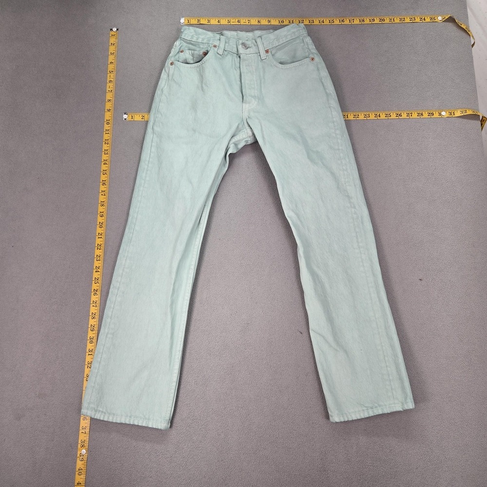 Vintage Levis 501 Jeans Mens Green Straight Button Fly Made USA Fits 25x26‎